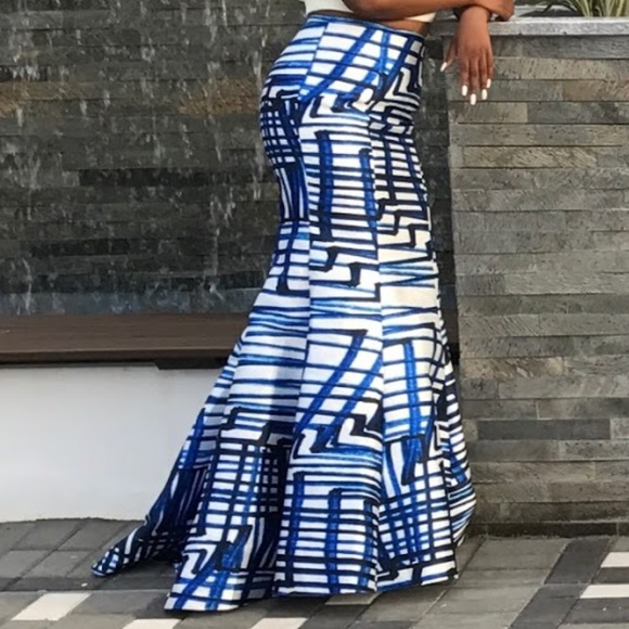 blue and white african dress
